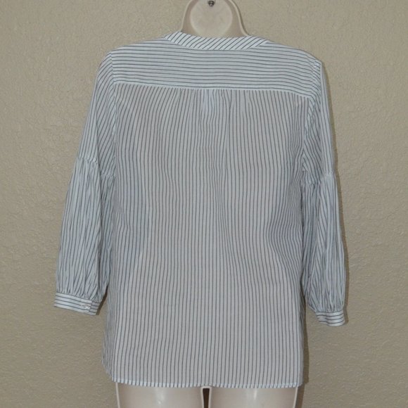 XS Joie Grey Striped White Azabeth Peasant Shirt - Picture 12 of 15